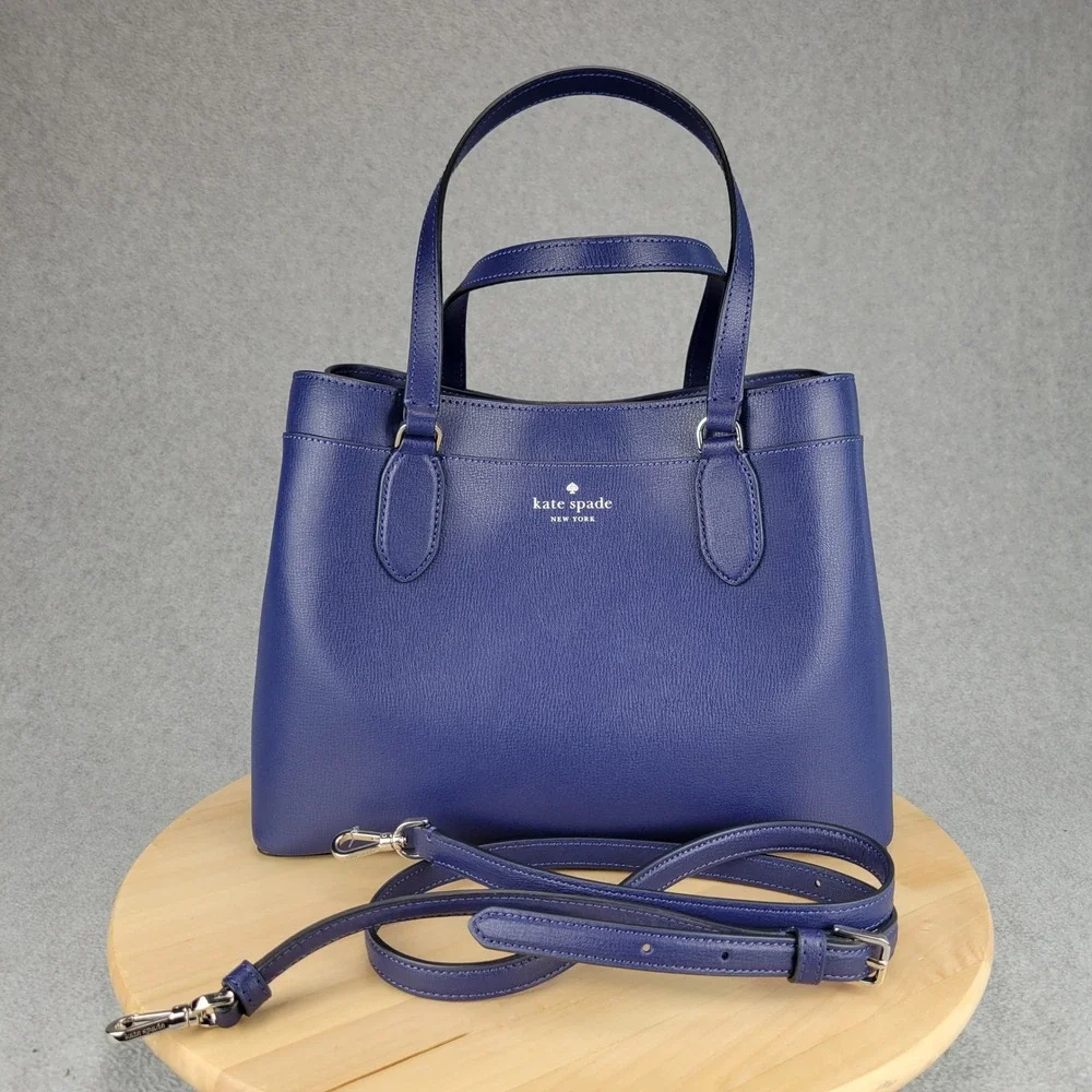 Kate Spade Sienna Satchel Womens Medium Blue Leather Crossbody Handbag